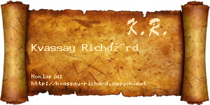 Kvassay Richárd névjegykártya